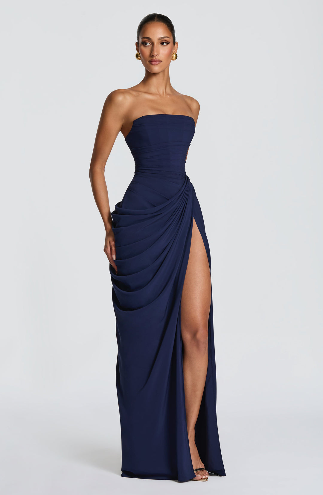 Lois strapless korset-maxi-jurk met hoge split