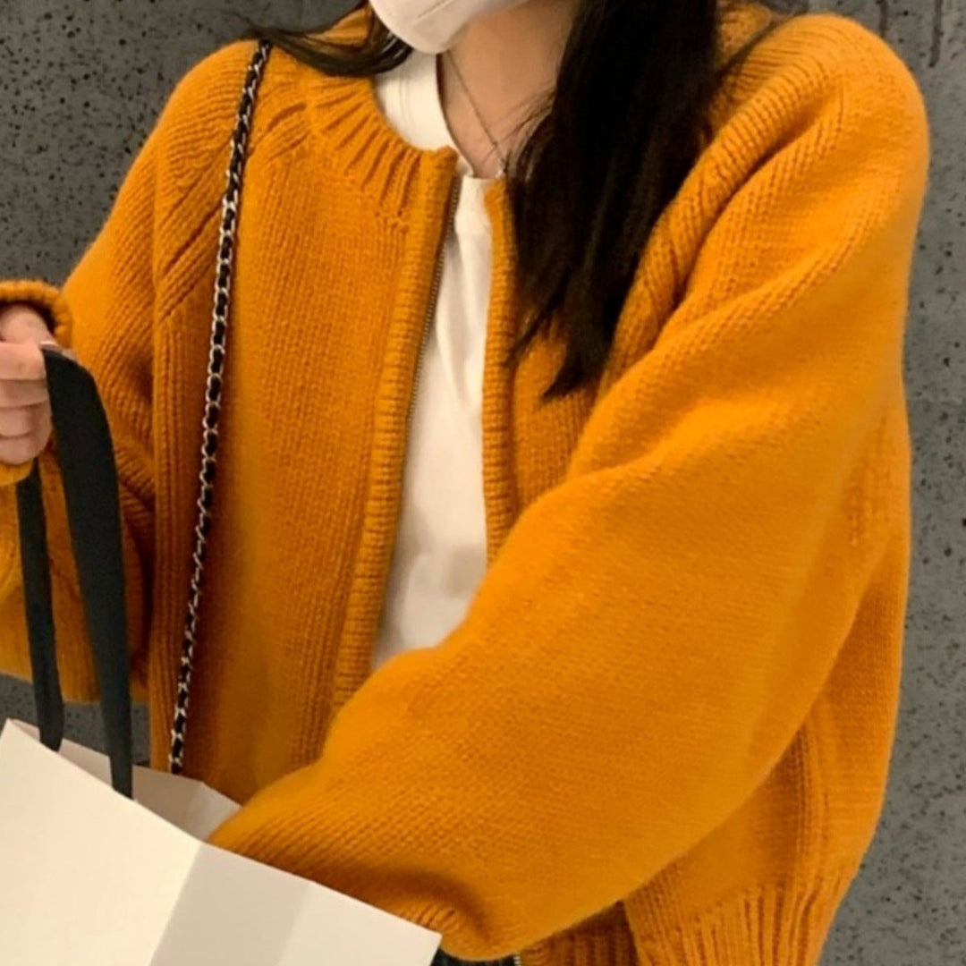 Oranje Vest voor Dames met Zachte Knitlook