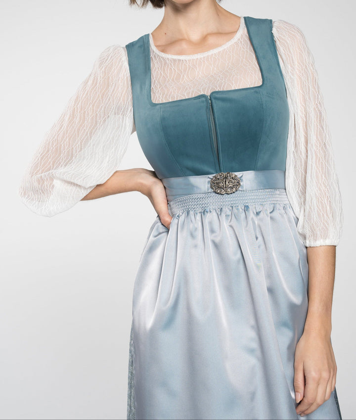 Dirndlset voor dames met blouse met opstaande kraag en rok