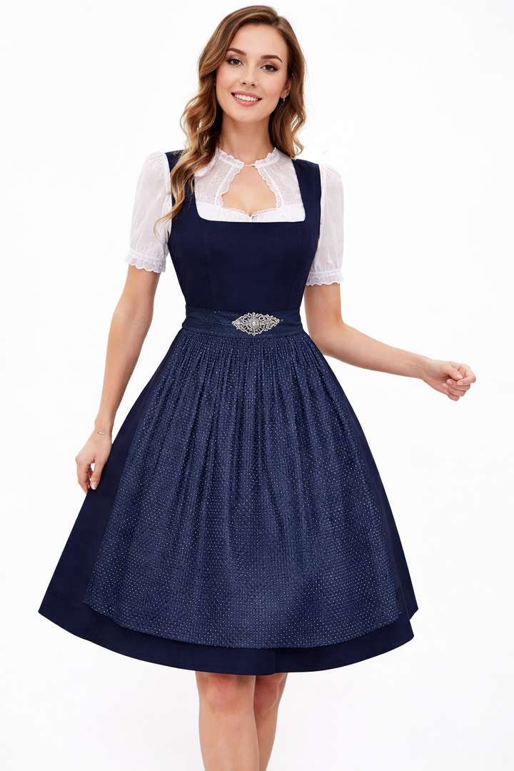 Dirndlset voor dames met blouse met opstaande kraag en rok