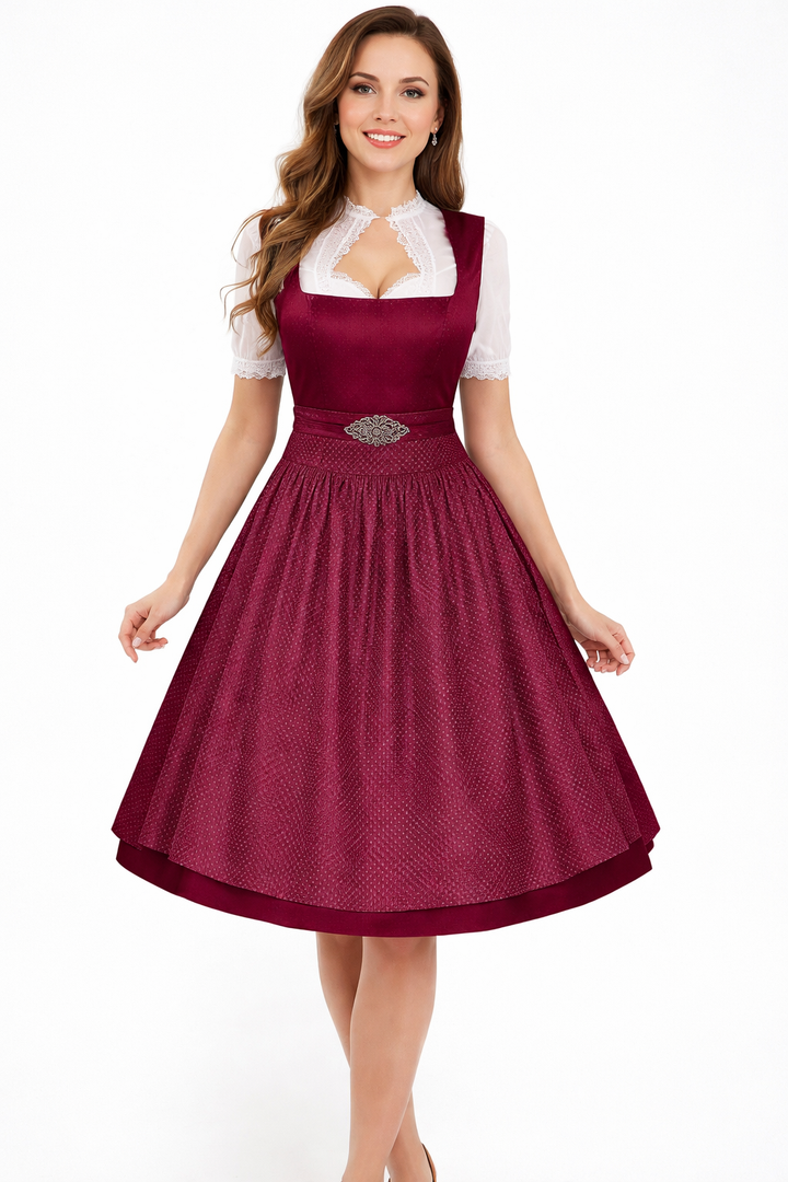 Dirndlset voor dames met blouse met opstaande kraag en rok