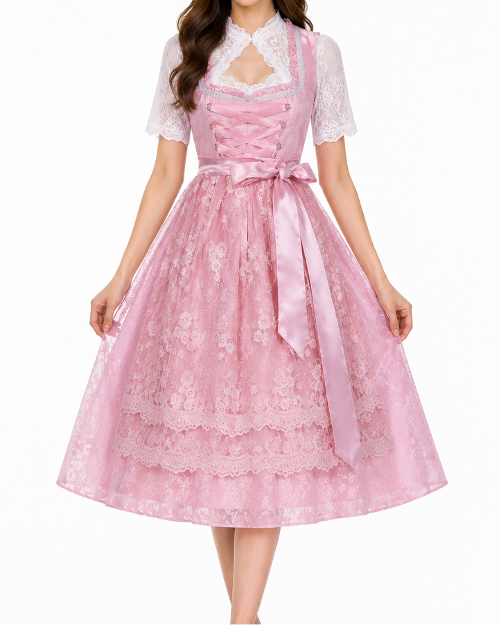 Dirndlset voor dames met blouse met opstaande kraag en rok