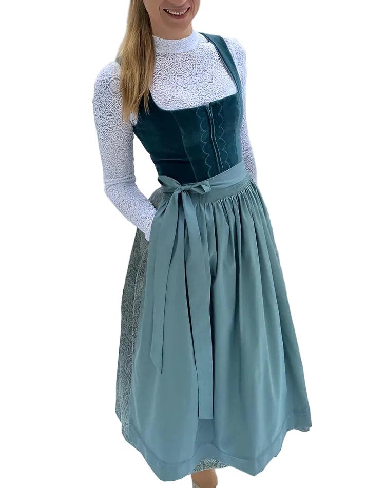 Traditionele midi-dirndljurk voor dames met schort