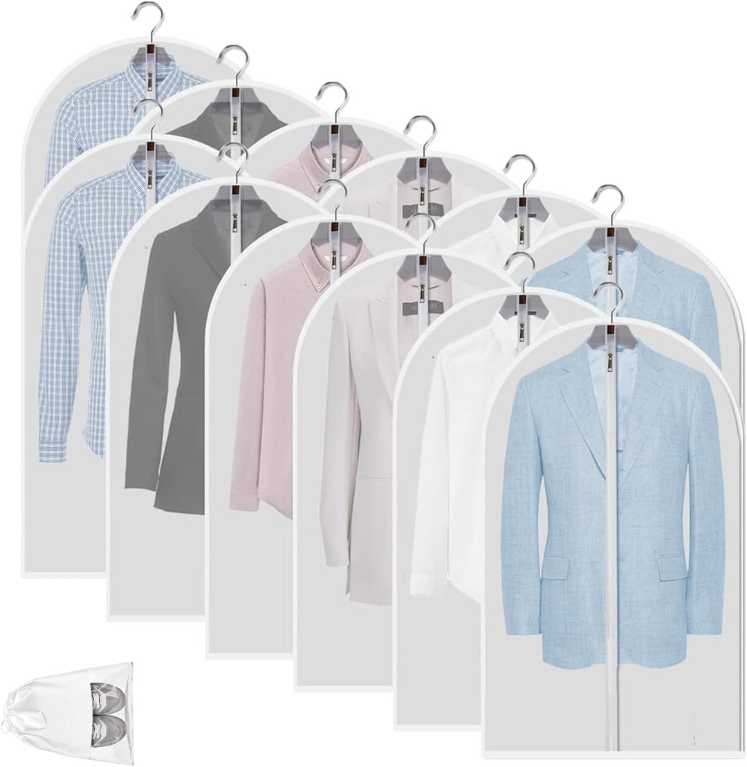 Transparante PEVA-kledinghoezen – 12-pack stofdichte kledingbeschermers – 1+1 gratis