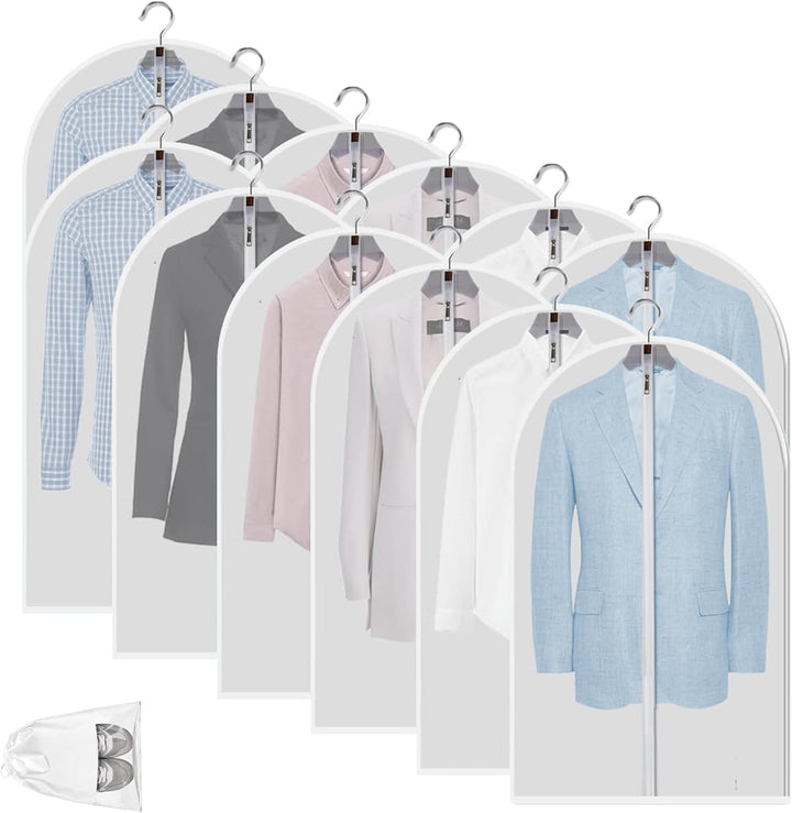 Transparante PEVA-kledinghoezen – 12-pack stofdichte kledingbeschermers – 1+1 gratis
