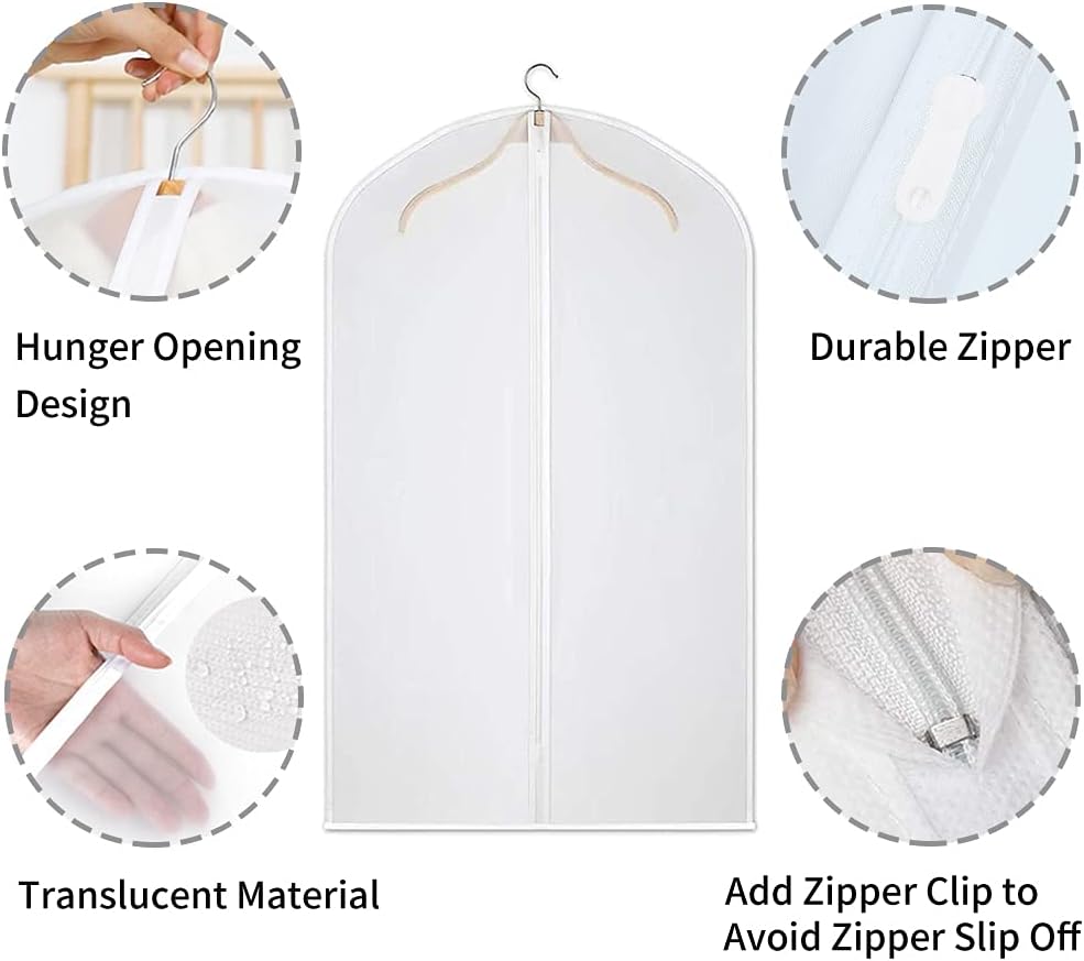Transparante PEVA-kledinghoezen – 12-pack stofdichte kledingbeschermers – 1+1 gratis