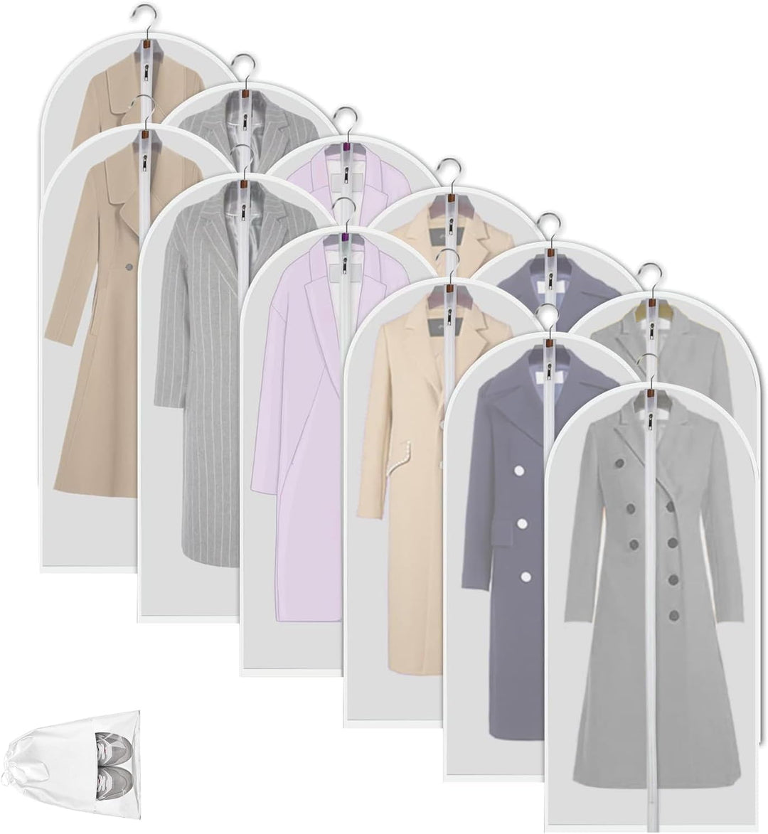 Transparante PEVA-kledinghoezen – 12-pack stofdichte kledingbeschermers – 1+1 gratis
