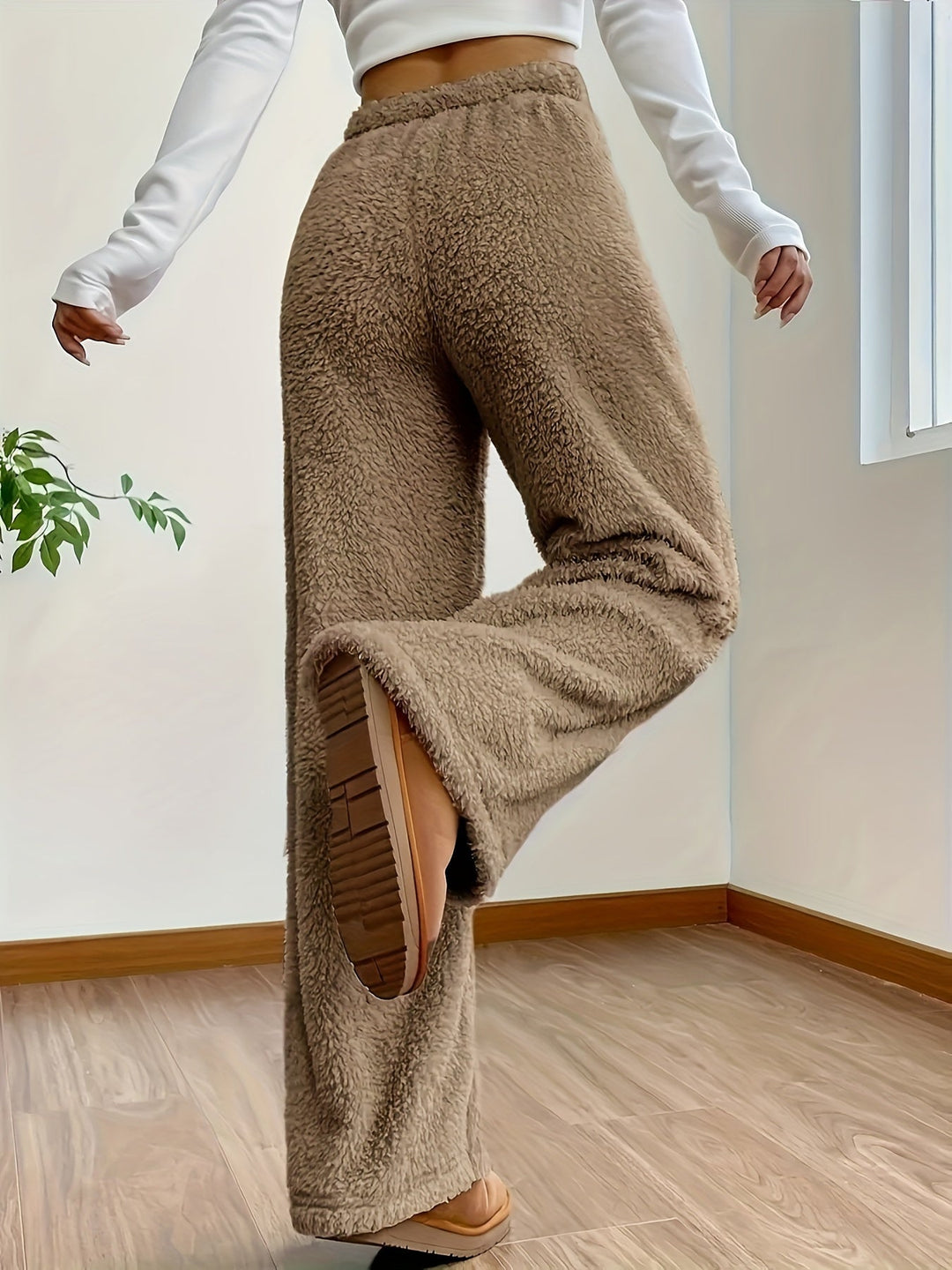 Zachte teddy-sherpa loungebroek voor dames – Noémie