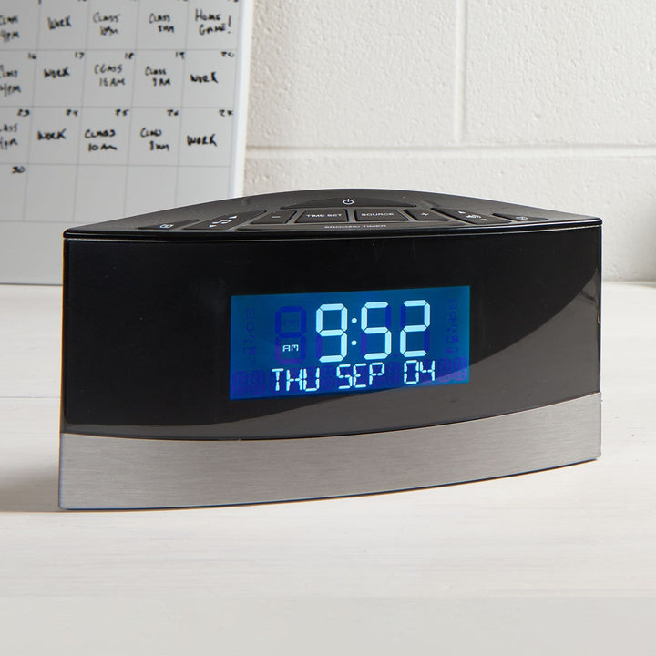 Digitale wekkerradio met fm en geluidsmachine voor naast het bed met kalenderweergave