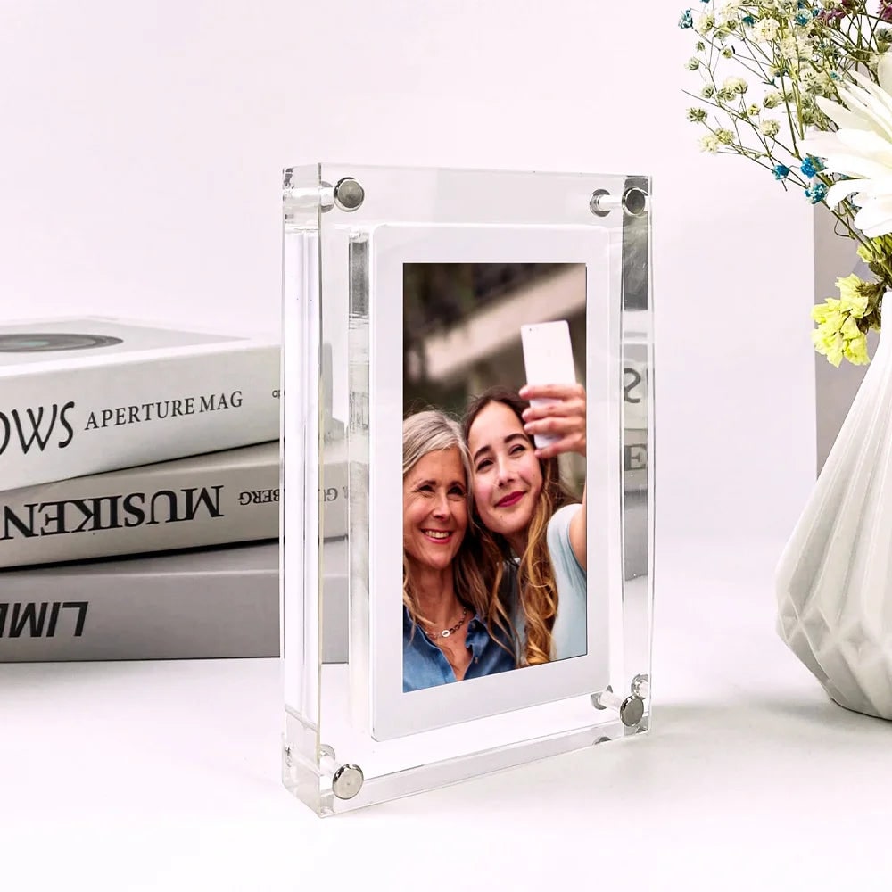 Digitale fotolijst met smart display, acrylblok en IPS-scherm, elektronisch
