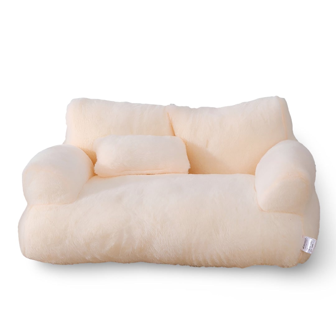 Hondenbank bed huisdier met pluche kussen en verhoogde armleuningen sofa