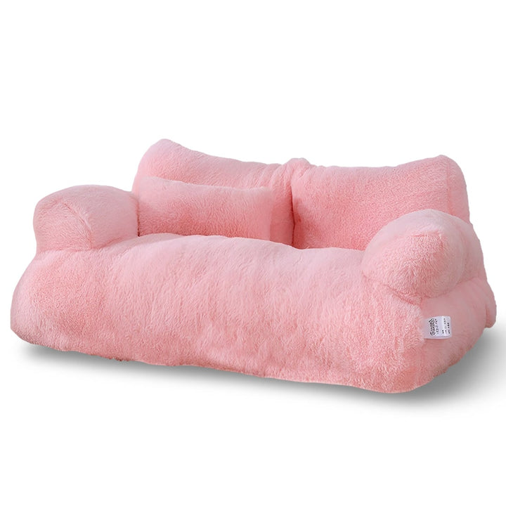 Hondenbank bed huisdier met pluche kussen en verhoogde armleuningen sofa