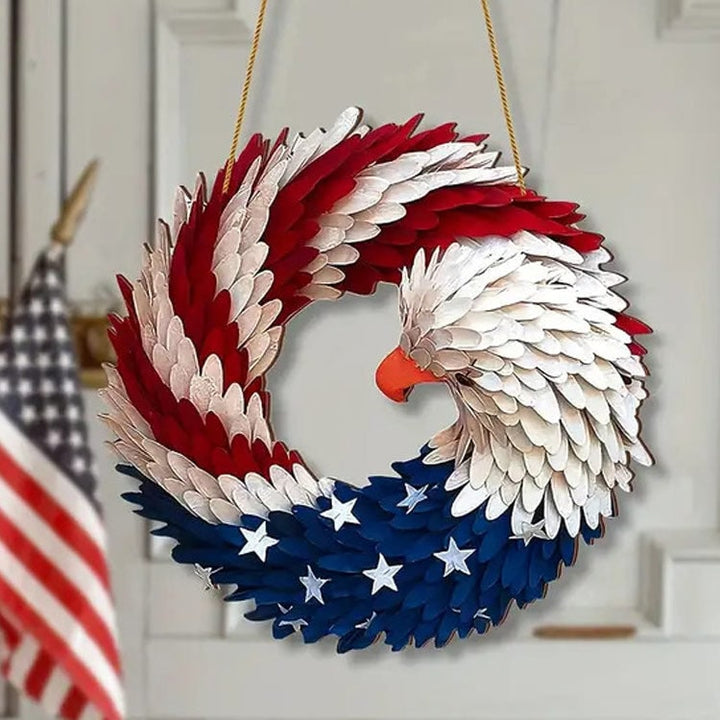 Deurkrans patriottisch rood wit blauw adelaar kale adelaar rond vierde juli