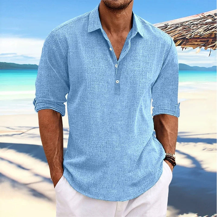 Casual Linnen Shirt met Lange Mouwen voor Heren