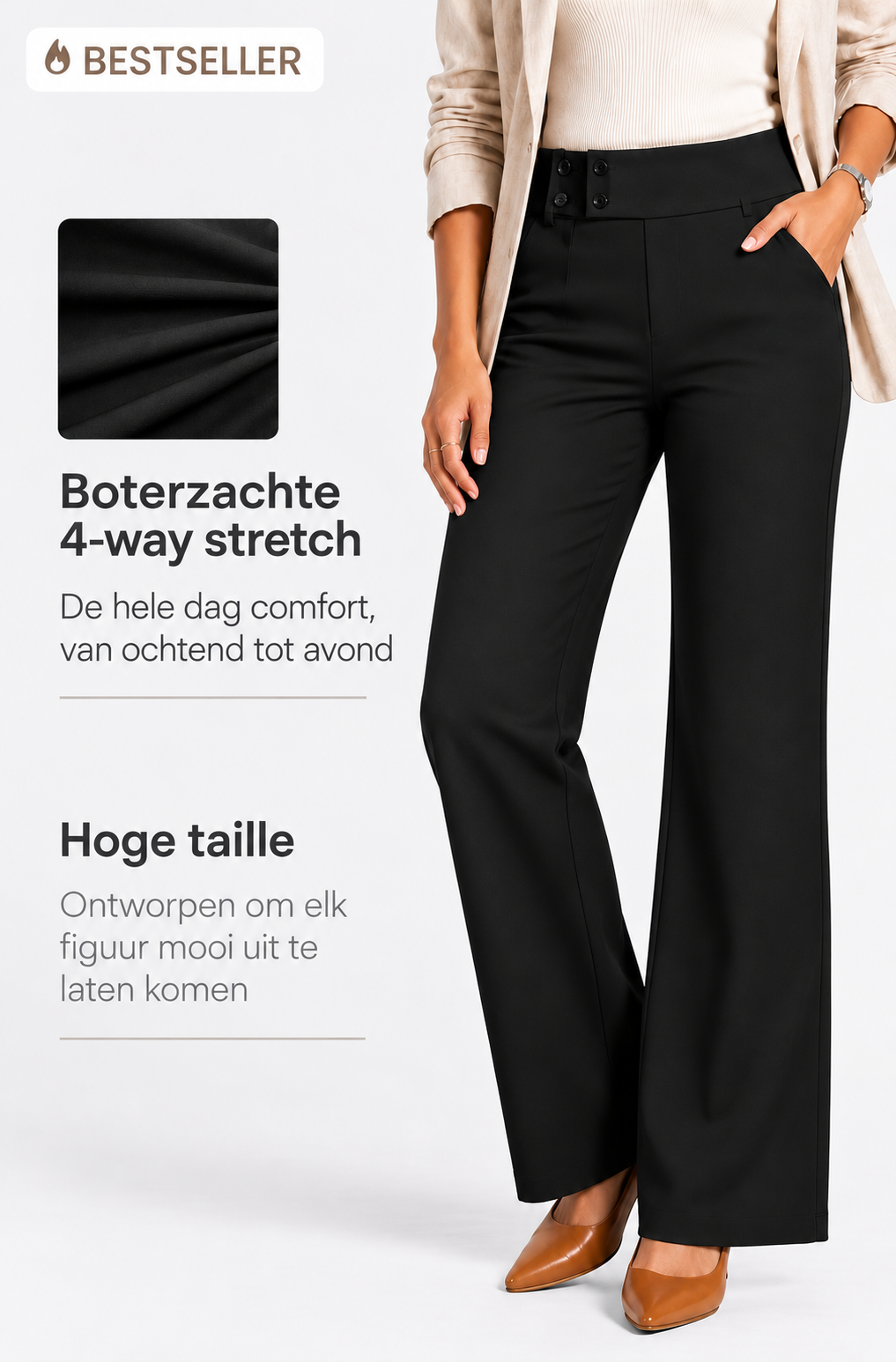 Alledaagse Stretchbroek | Hoge Taille & De Hele Dag Comfort