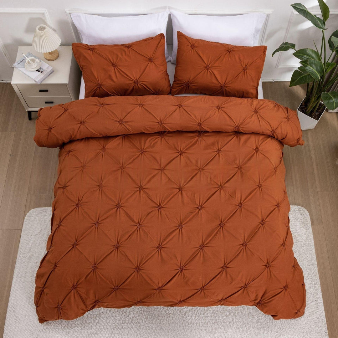 Dekbedovertrek kingsize met pintuck-plooien en bijpassende kussenslopen, California-set