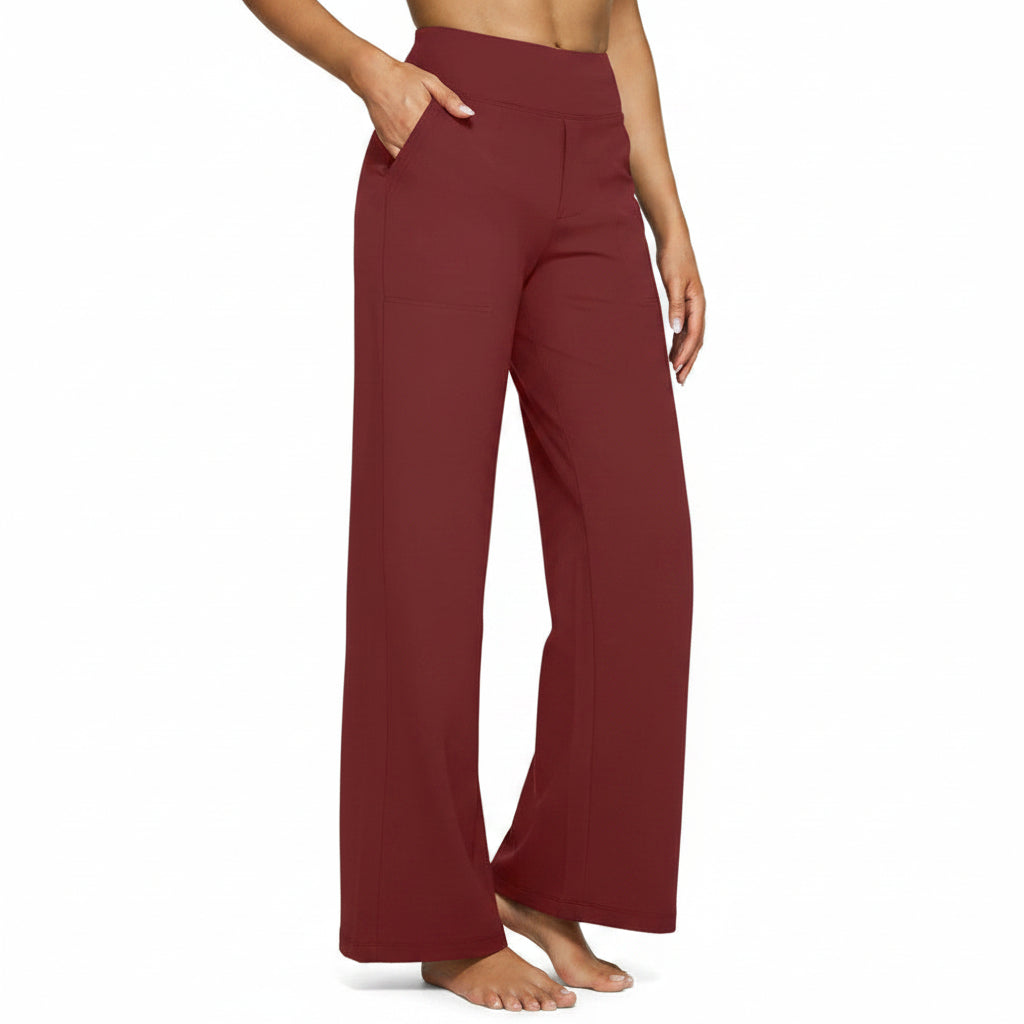 Pocket Knitted Straight High Waist Trousers