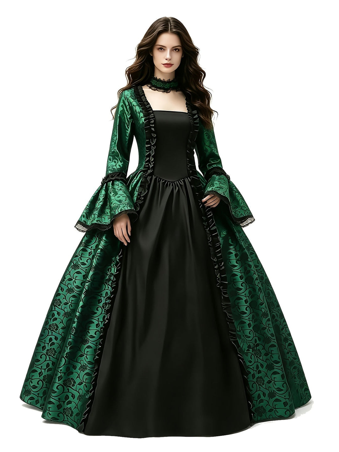 Gothic vampierjurk voor dames met wijd uitlopende mouwen, Halloweenkostuum