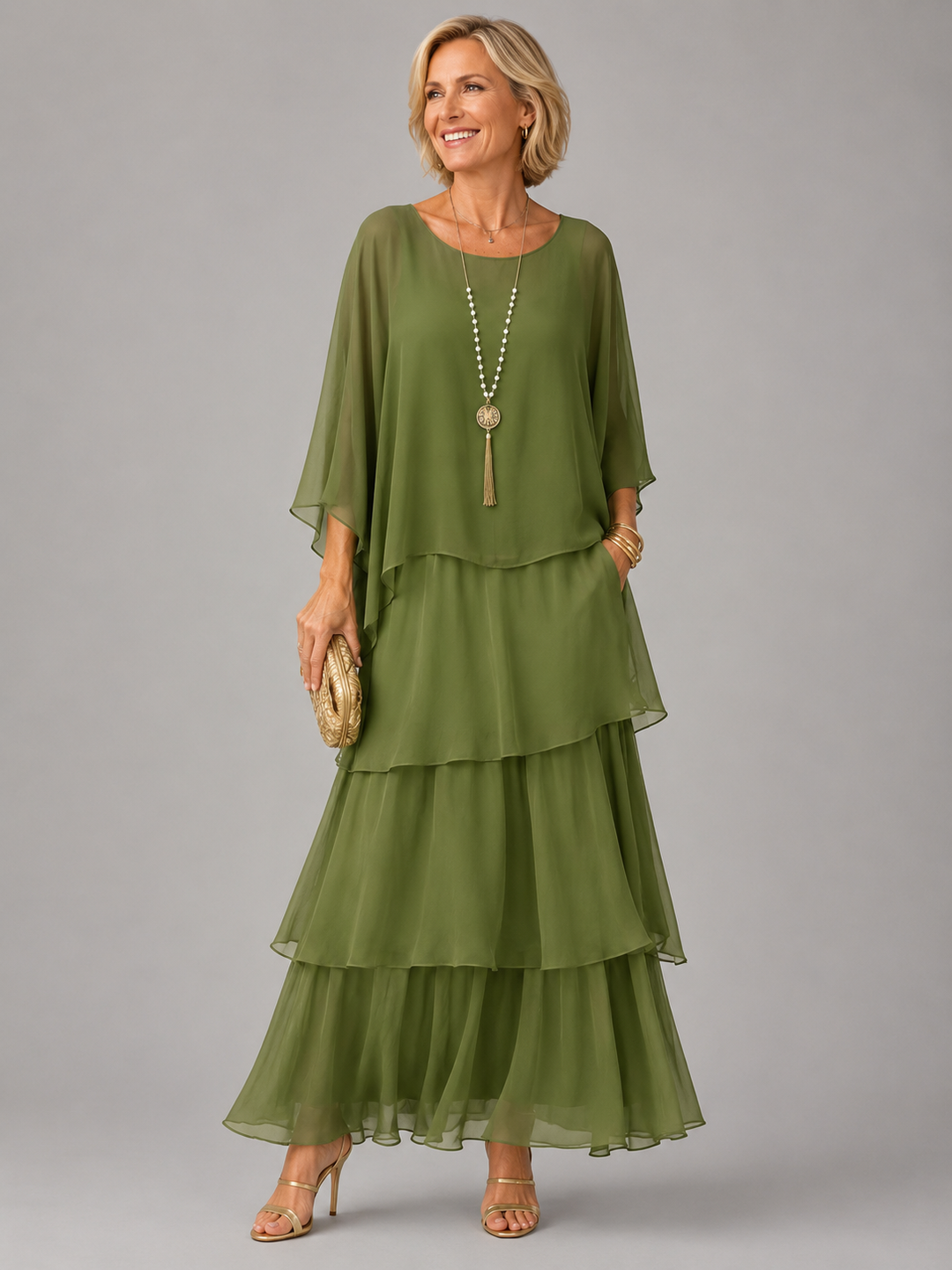 Elegante, vloeiende maxi-jurk