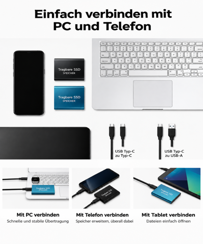 Externe 128‑TB‑SSD – compact, snel en draagbaar