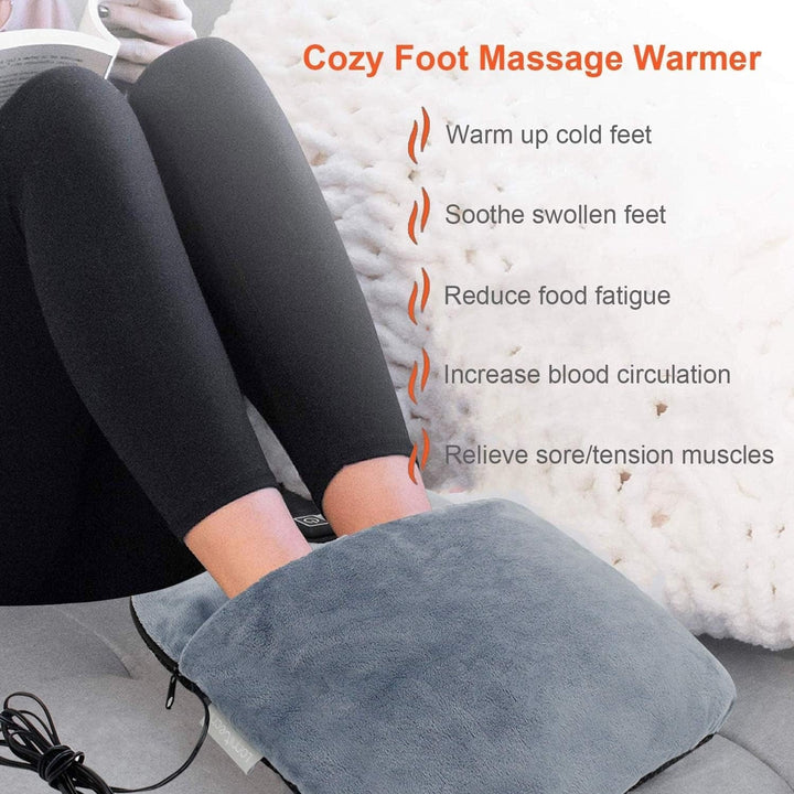 Elektrische voetmassageapparaat met shiatsu-trilling, warmte-instellingen en pluche warmtehoes