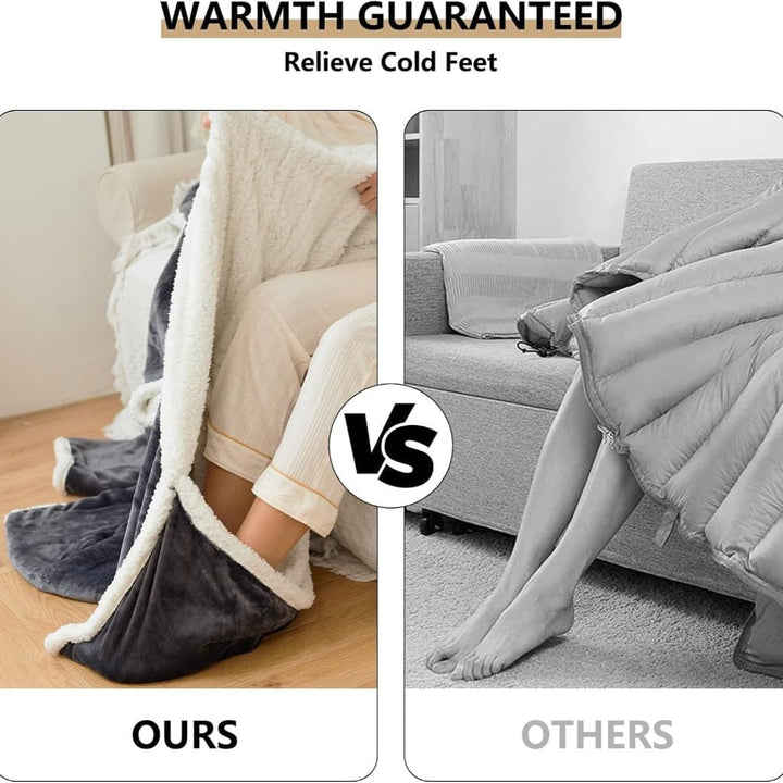 Elektrische verwarmde draagbare deken met mouwen en voetenzak, sherpa-fleece plaid
