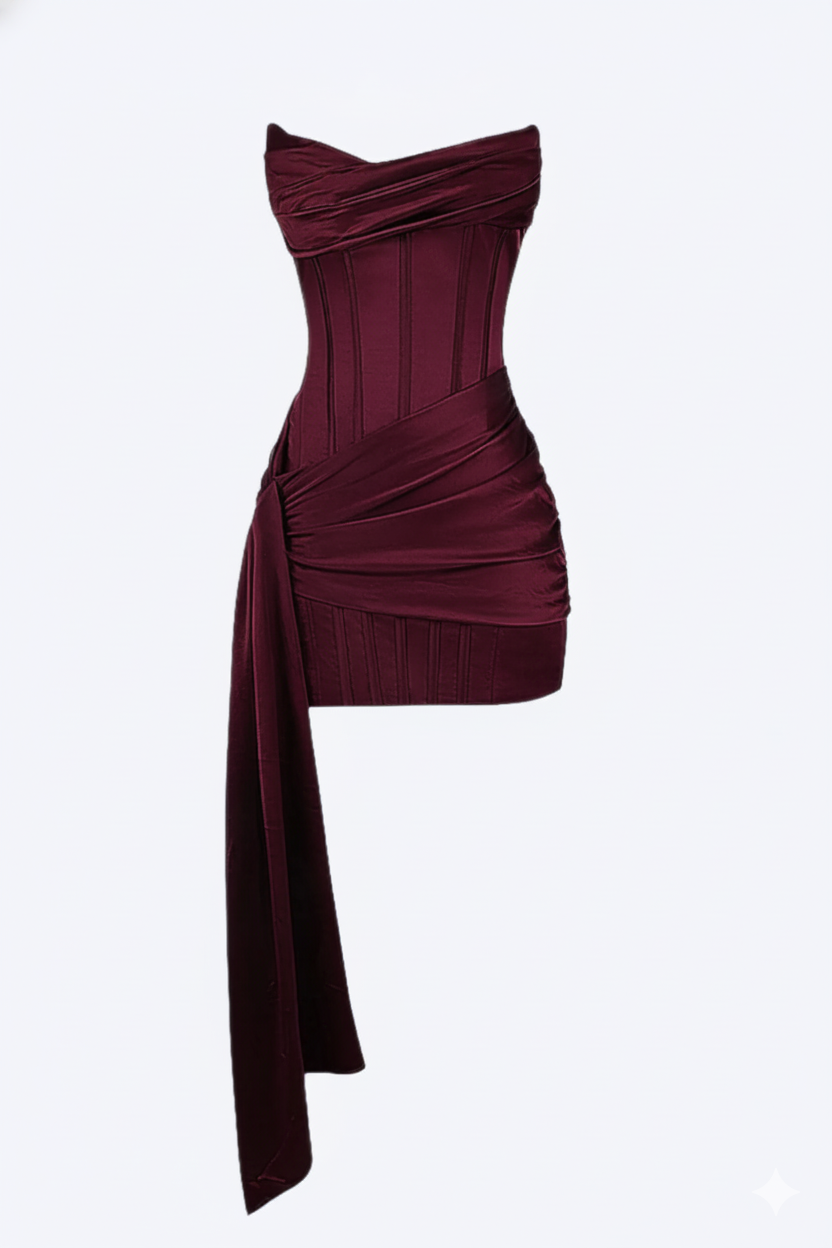 Elegante korte avondjurk voor dames - Bordeauxrood