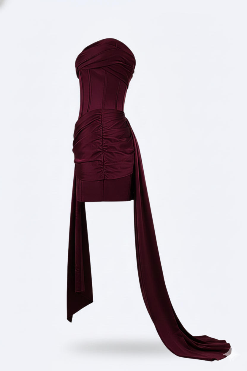 Elegante korte avondjurk voor dames - Bordeauxrood