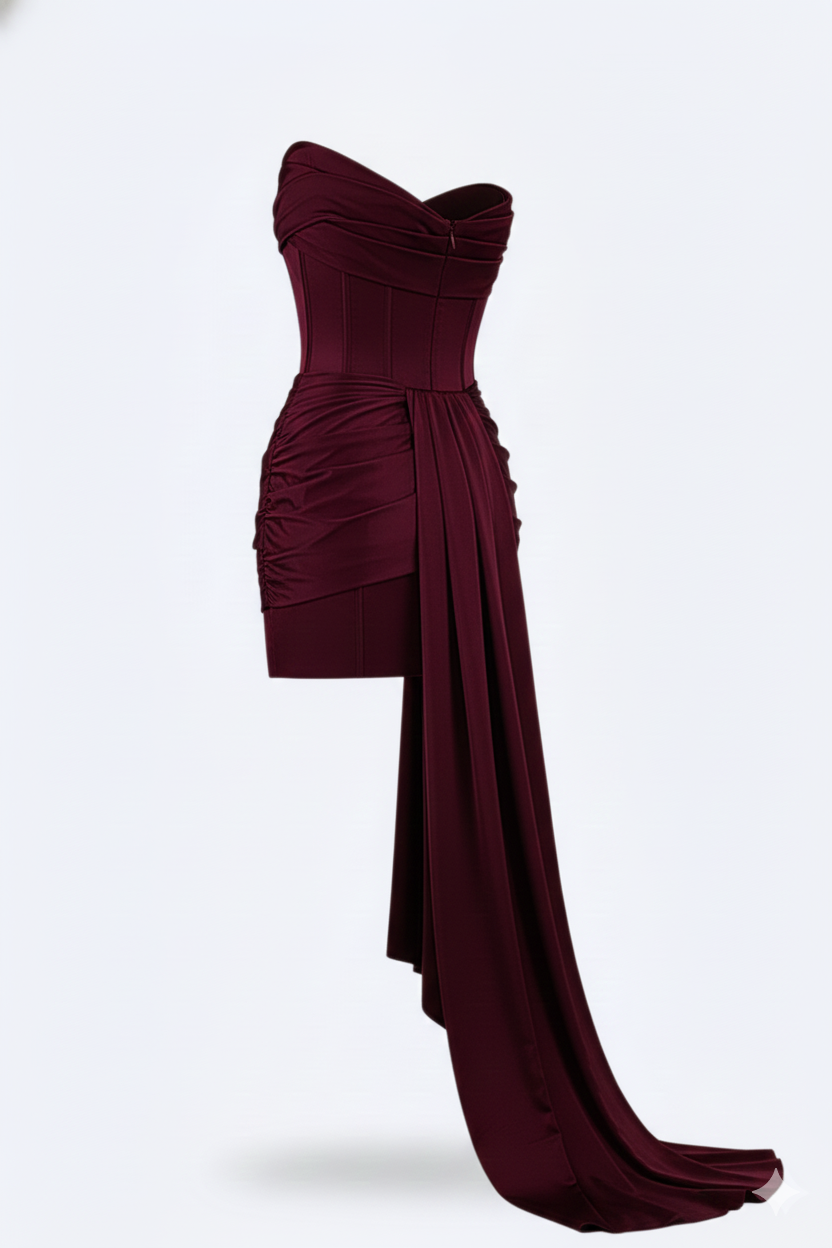 Elegante korte avondjurk voor dames - Bordeauxrood
