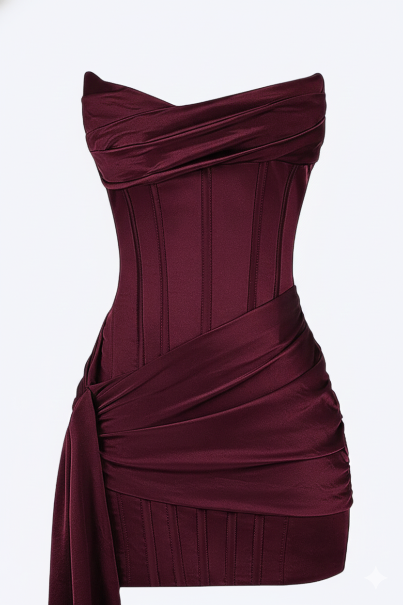 Elegante korte avondjurk voor dames - Bordeauxrood