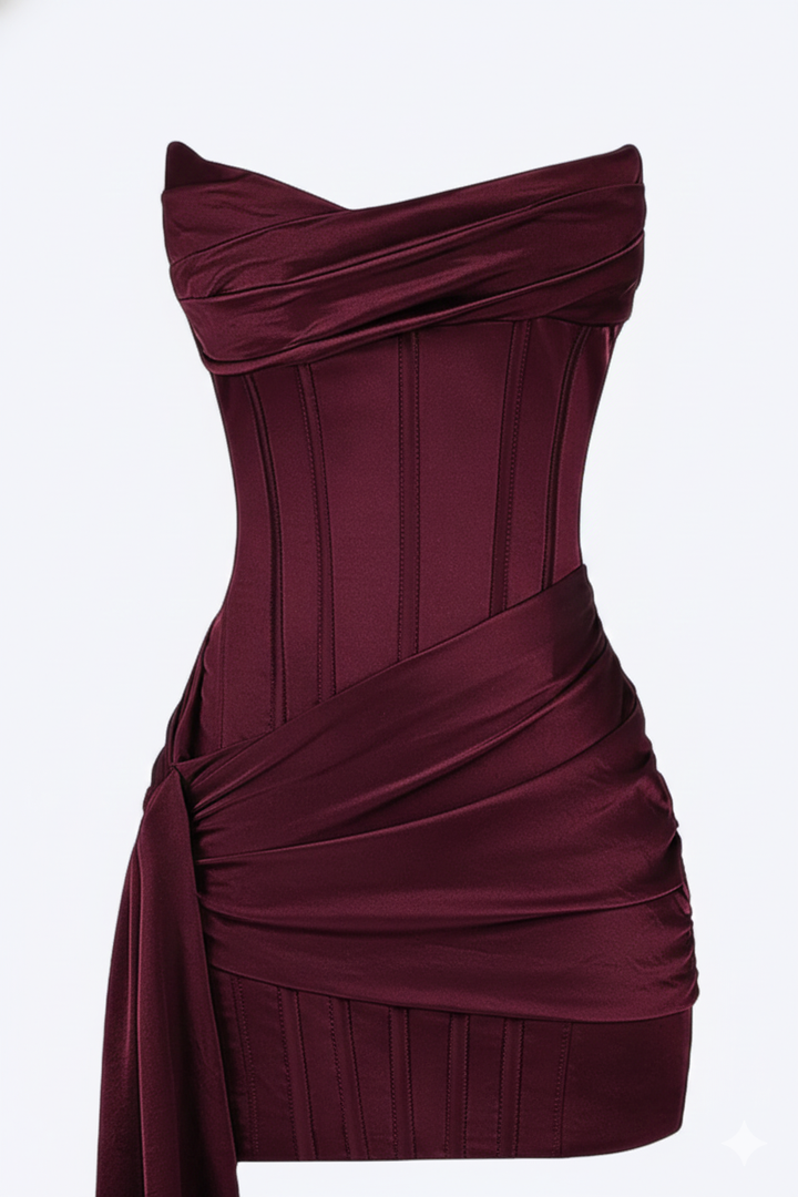 Elegante korte avondjurk voor dames - Bordeauxrood