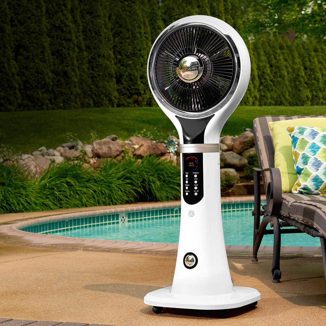 Verdampingskoeler draagbare nevelventilator op voet, oscillerend, wit, led-display