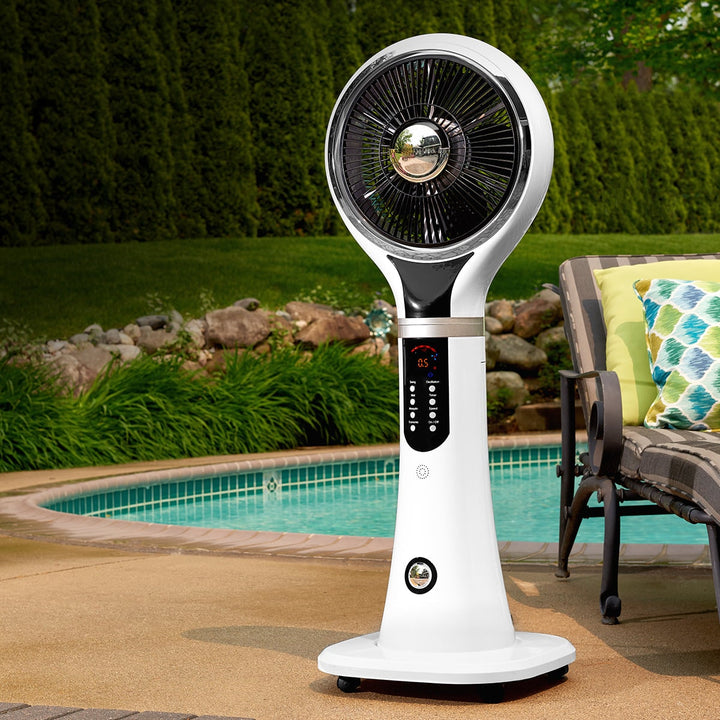 Verdampingskoeler draagbare nevelventilator op voet, oscillerend, wit, led-display
