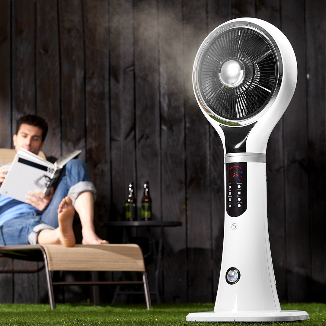 Verdampingskoeler draagbare nevelventilator op voet, oscillerend, wit, led-display