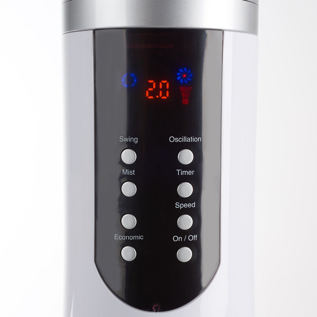 Verdampingskoeler draagbare nevelventilator op voet, oscillerend, wit, led-display