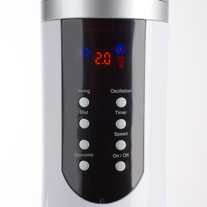 Verdampingskoeler draagbare nevelventilator op voet, oscillerend, wit, led-display