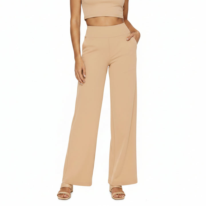 Pocket Knitted Straight High Waist Trousers