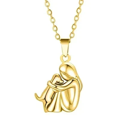 Halsketting met hond-omarming-hanger "Voor altijd in je hart