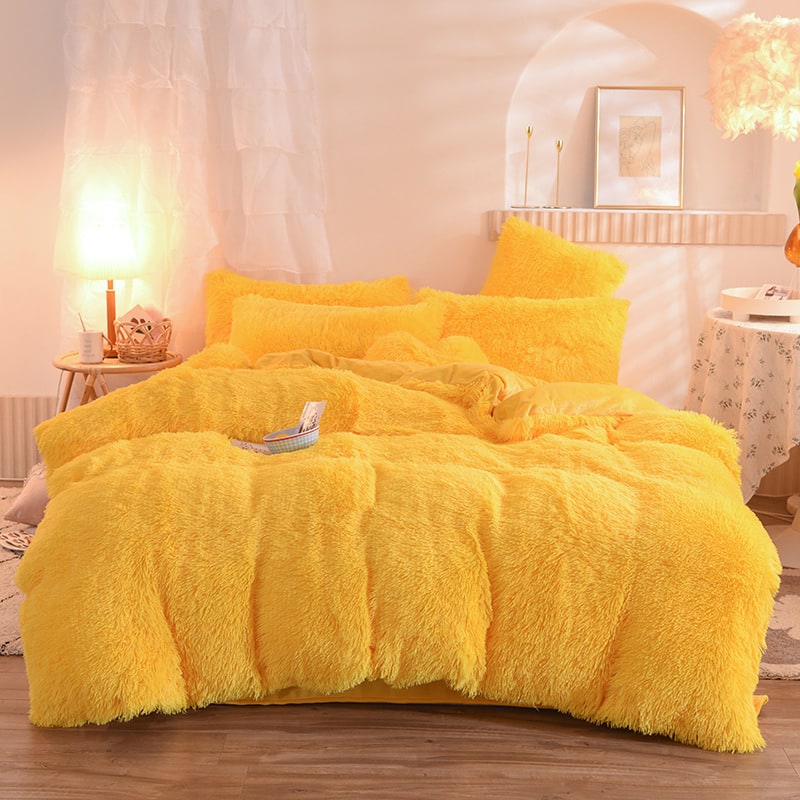 Pluizige langharige dekbedovertrek van zachte nepbont en beddenset voor kingsize daybed sprei