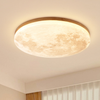 Plafondlamp met maanoppervlakstructuur en houten frame