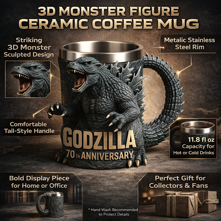 Grappige monster koffiemok met roestvrijstalen binnenwand en gebeeldhouwd 3D-ontwerp