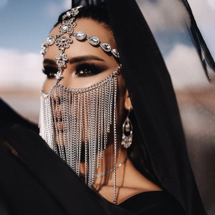 Glanzend sluiermasker | Gezichtssieraad voor maskerade