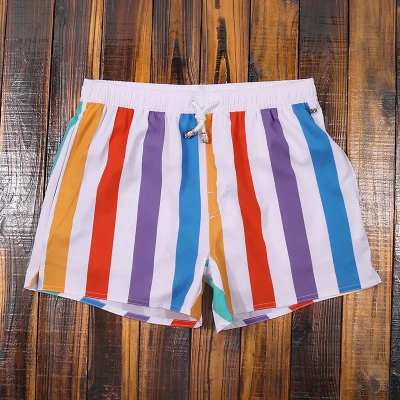Gestreepte herenshort met elastische tailleband – Matteo
