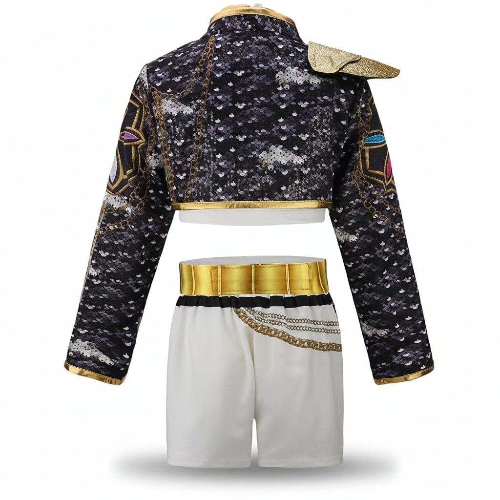 Tweedelige set voor meisjes: Halloween-danskostuum en buikdanspak met pailletten crop top en A-lijn rok