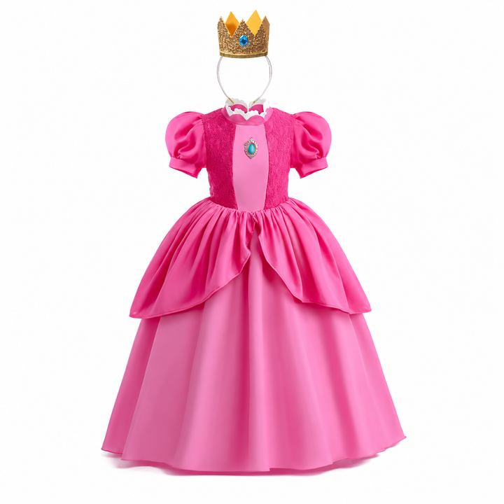 Halloween-paddenstoelprinsesjurk voor meisjes en vliegenzwamkostuumset met kroon, handschoenen en toverstaf