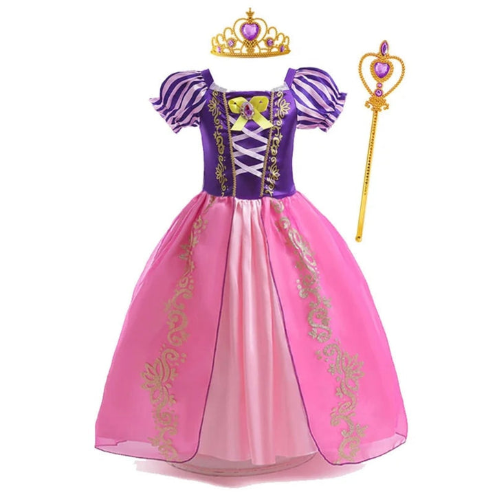 Halloween prinsessenkostuum en jurken voor meisjes voor verkleedspelletjes, tiara en handschoenen