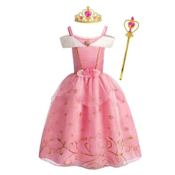 Halloween prinsessenkostuum en jurken voor meisjes voor verkleedspelletjes, tiara en handschoenen