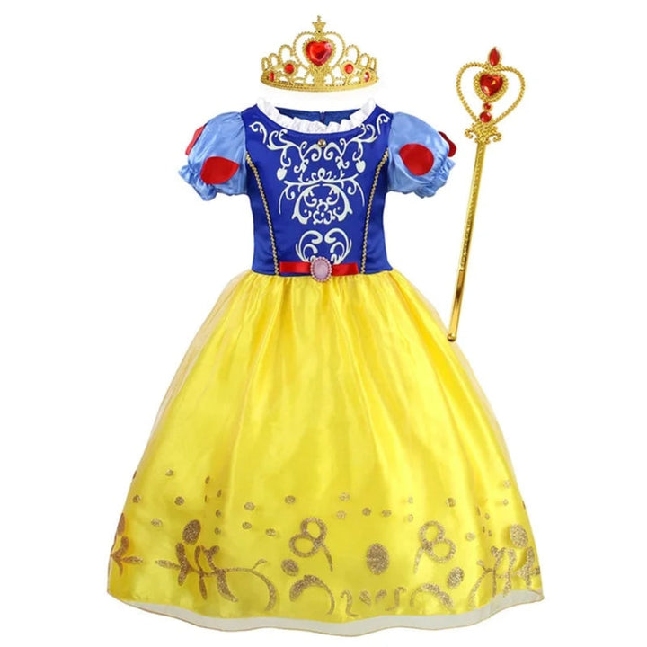 Halloween prinsessenkostuum en jurken voor meisjes voor verkleedspelletjes, tiara en handschoenen