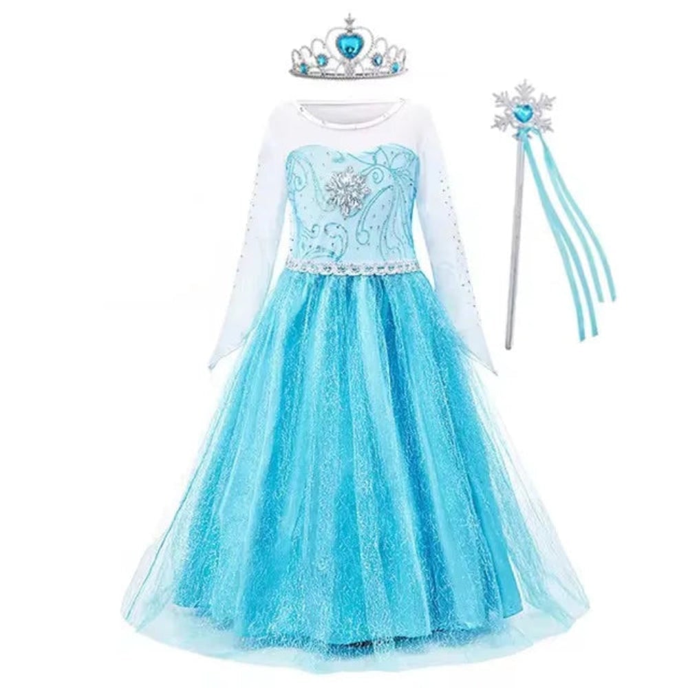 Halloween prinsessenkostuum en jurken voor meisjes voor verkleedspelletjes, tiara en handschoenen