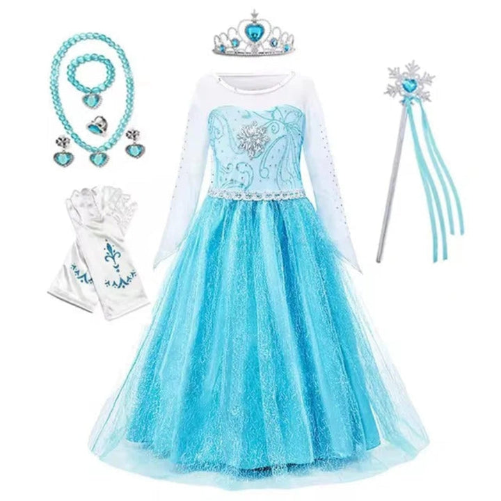 Halloween prinsessenkostuum en jurken voor meisjes voor verkleedspelletjes, tiara en handschoenen